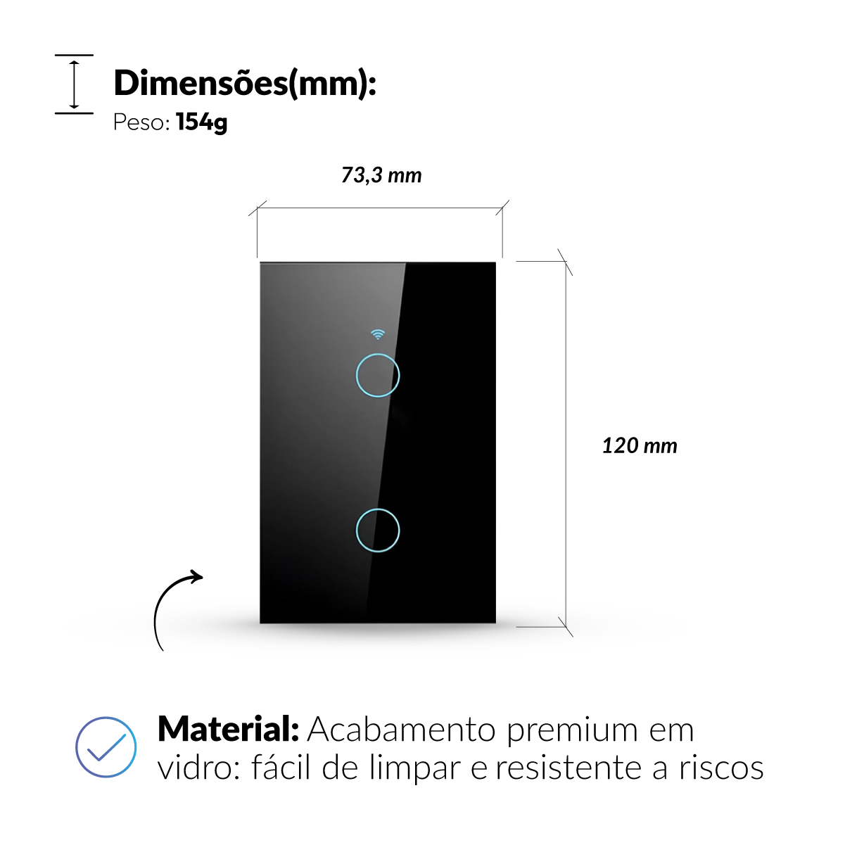 Interruptor Inteligente Smart Wifi 2 Botões 4x2 Bivolt Preto Neo Avant