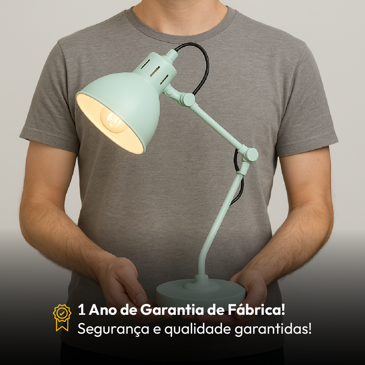 Kit Luminária De Mesa Azul com Lâmpada Pera RGB 15w E27 Neo Avant