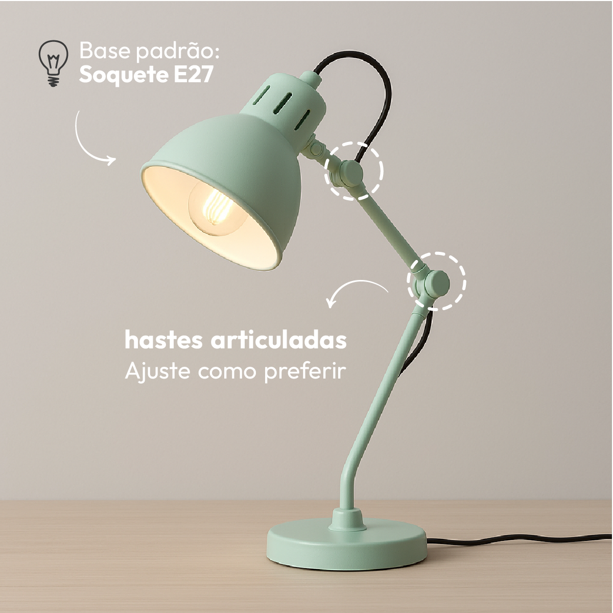 Kit Luminária De Mesa Azul com Lâmpada Pera RGB 15w E27 Neo Avant