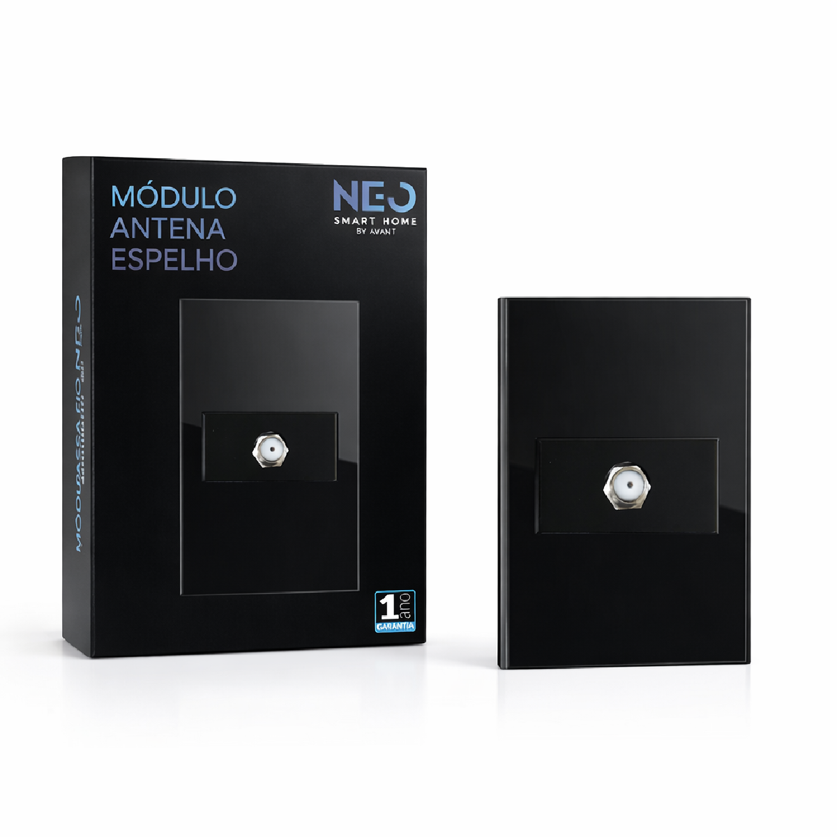 Modulo Antena Espelho 4X2 Preto Neo
