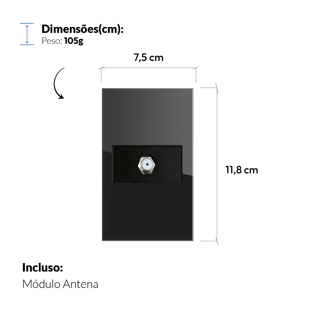 Modulo Antena Espelho 4X2 Preto Neo
