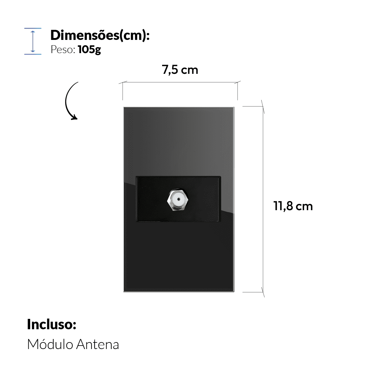 Modulo Antena Espelho 4X2 Preto Neo - NEO Avant