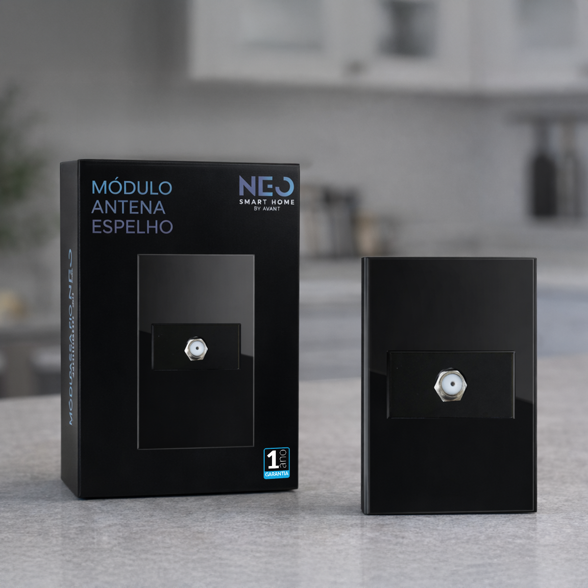 Modulo Antena Espelho 4X2 Preto Neo