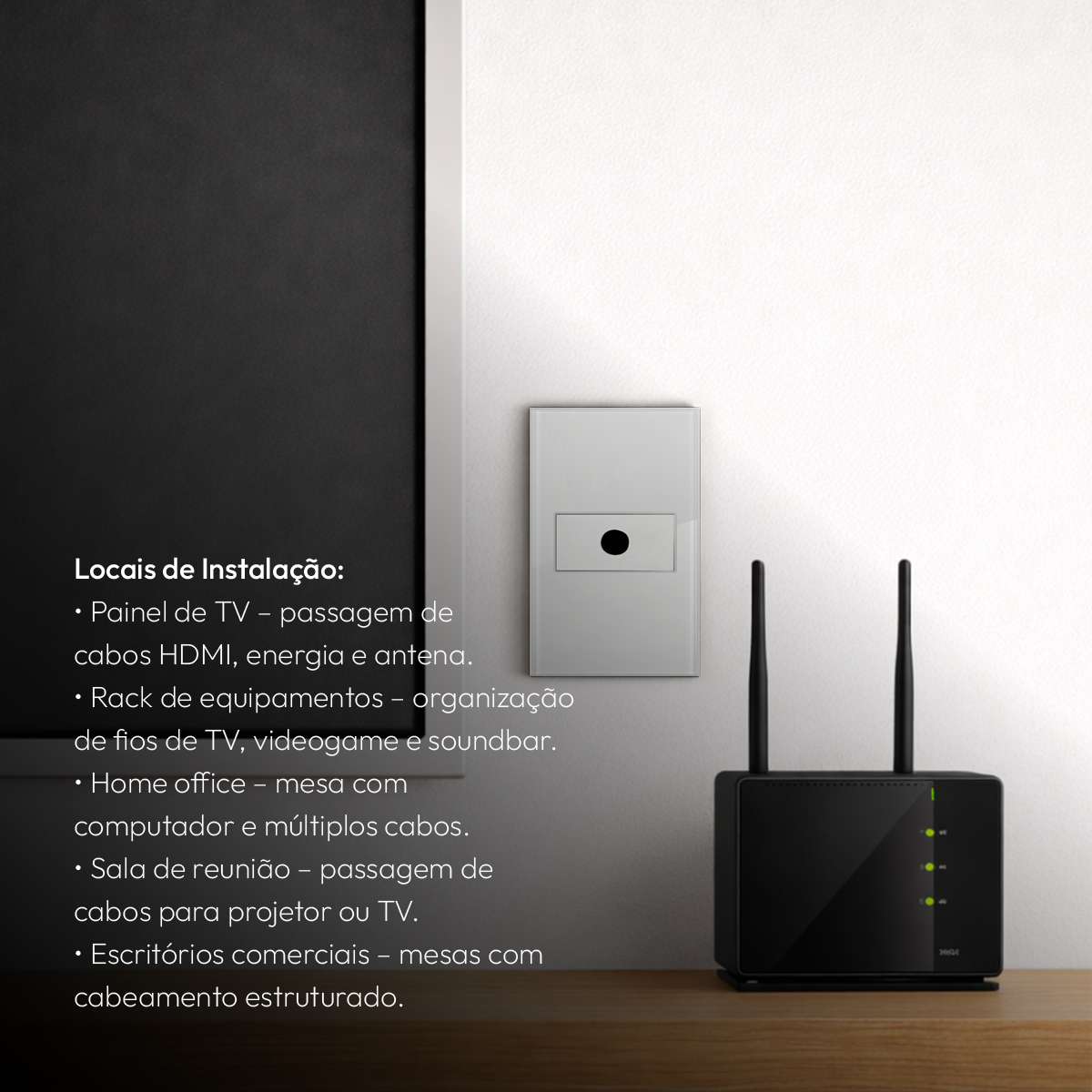 Modulo Passa Fio Espelho 4X2 Branco Neo