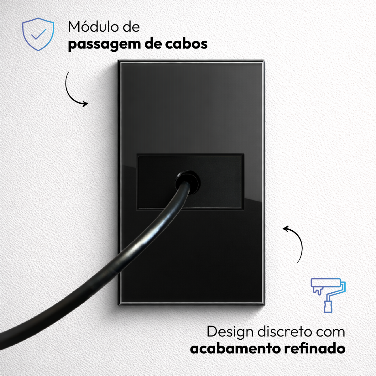 Modulo Passa Fio Espelho 4X2 Preto Neo