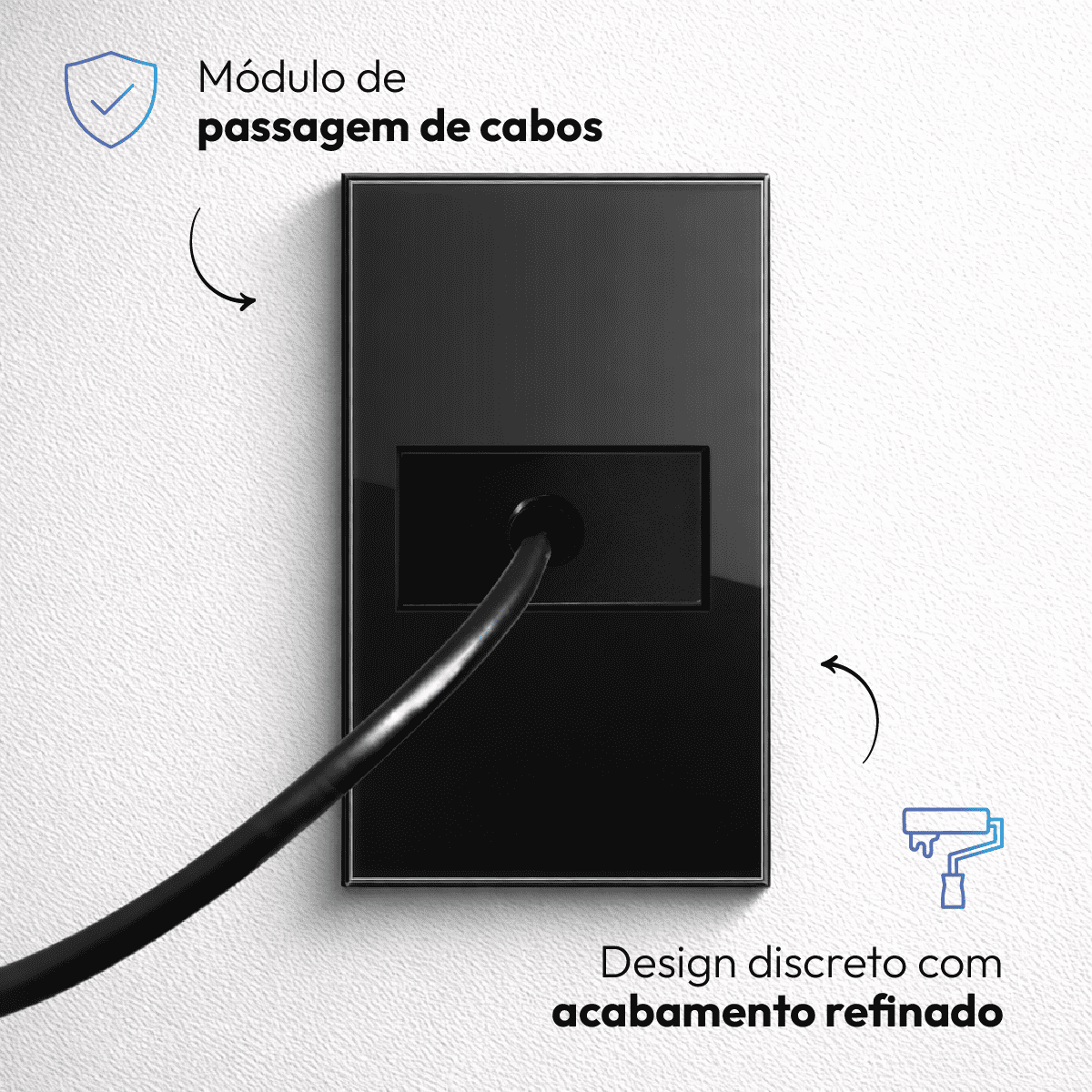 Modulo Passa Fio Espelho 4X2 Preto Neo - NEO Avant