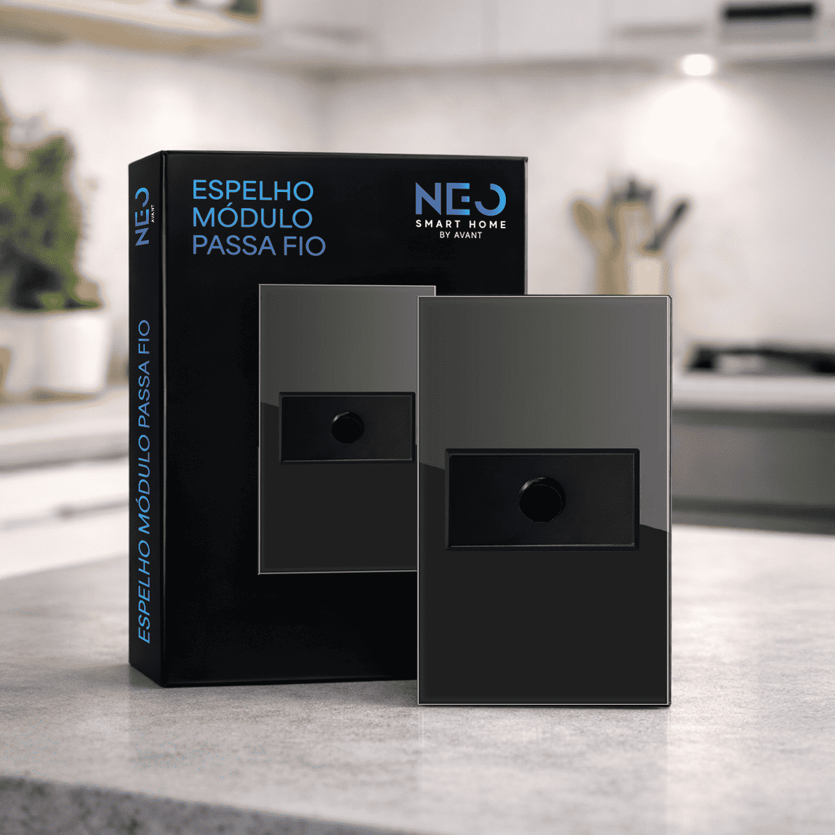 Modulo Passa Fio Espelho 4X2 Preto Neo - NEO Avant