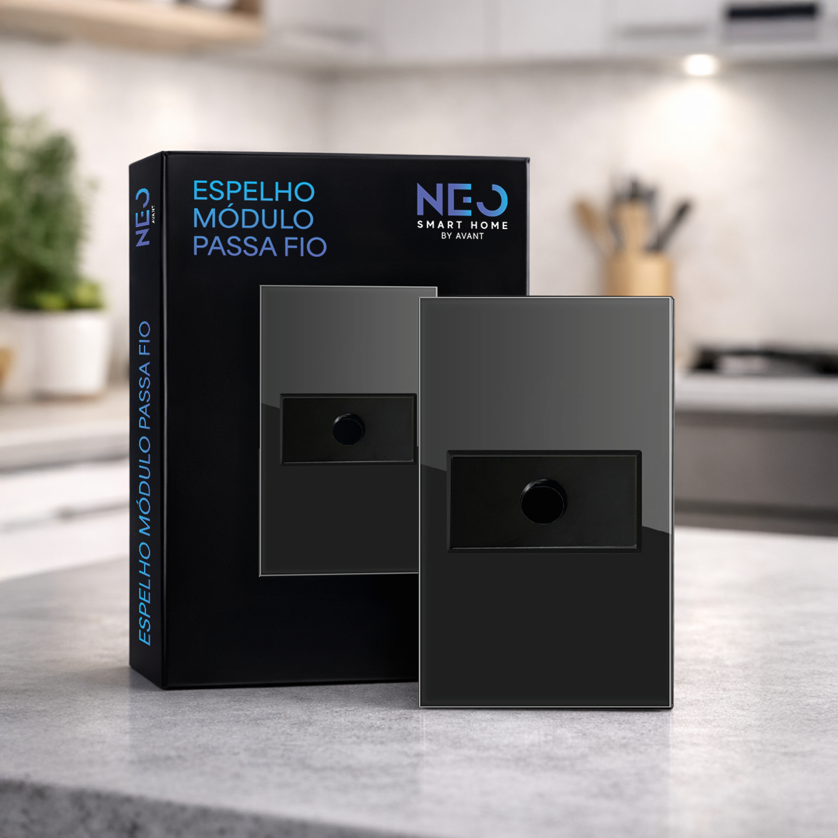 Modulo Passa Fio Espelho 4X2 Preto Neo
