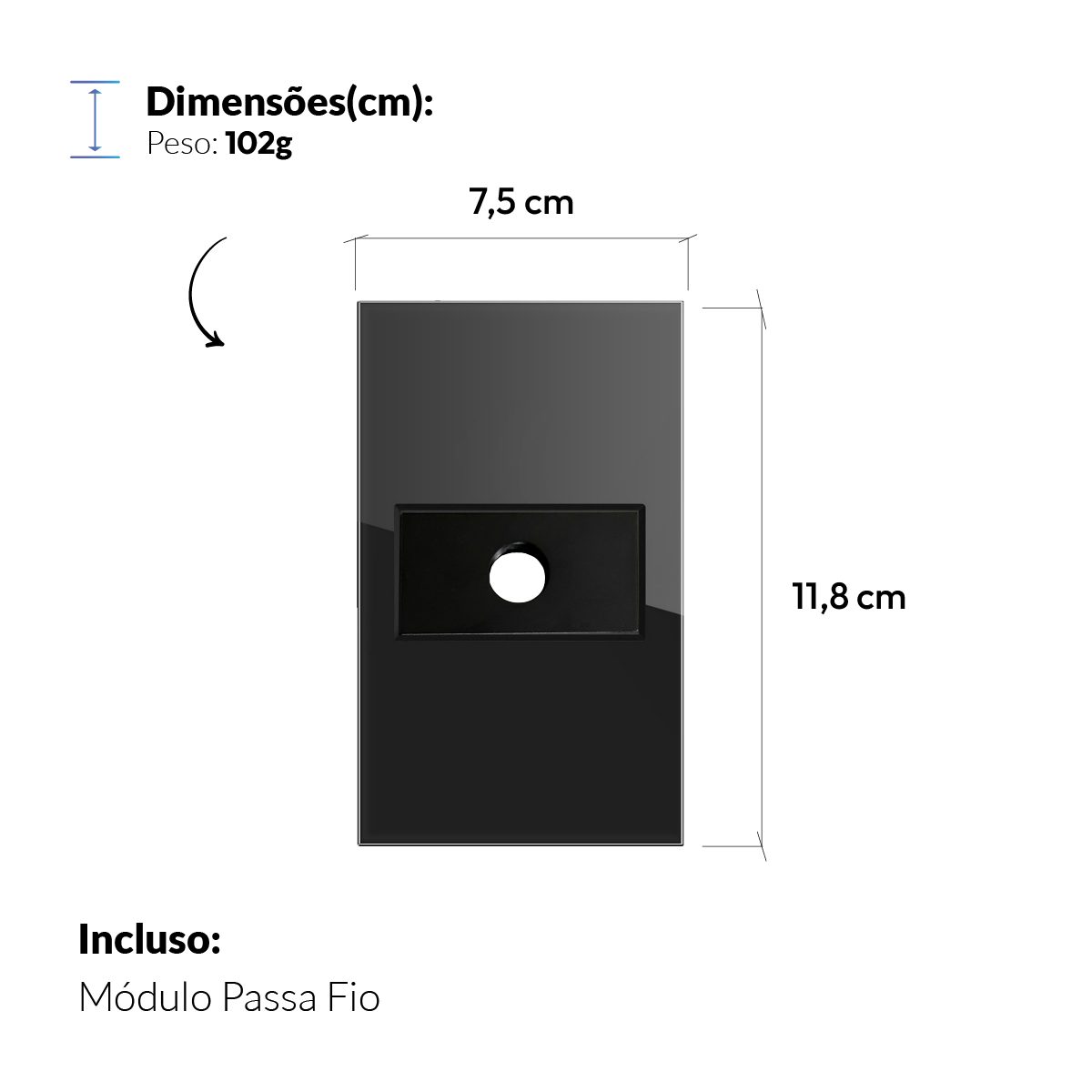 Modulo Passa Fio Espelho 4X2 Preto Neo