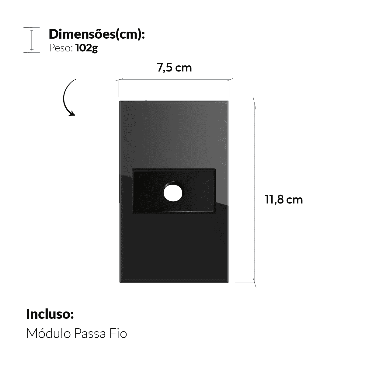 Modulo Passa Fio Espelho 4X2 Preto Neo - NEO Avant