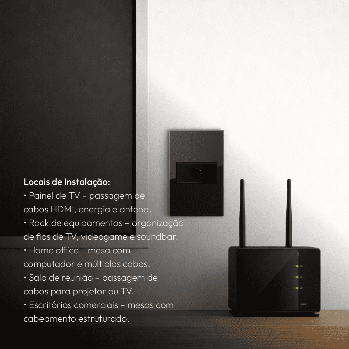 Modulo Passa Fio Espelho 4X2 Preto Neo - NEO Avant