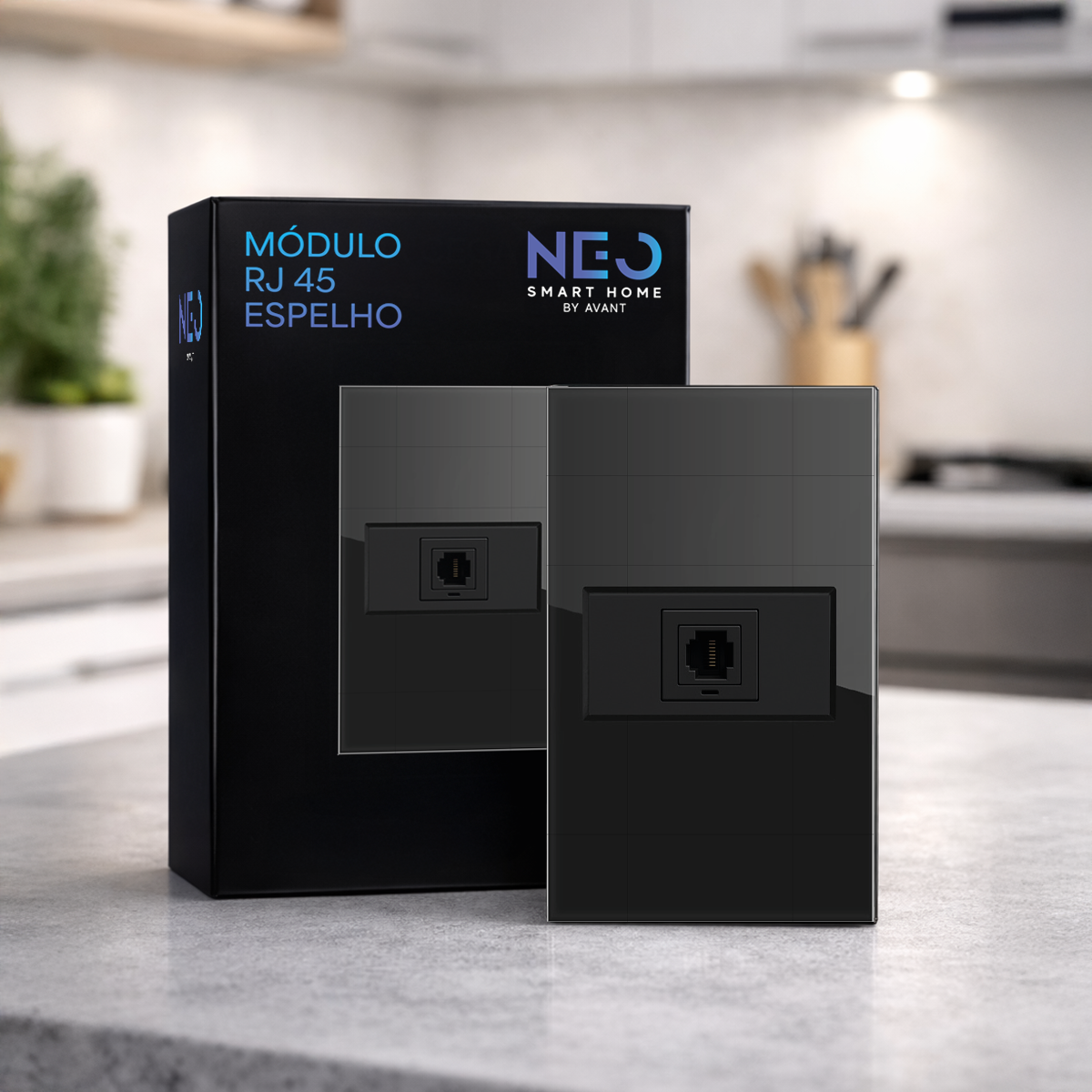 Modulo RJ45 Espelho 4X2 Preto Neo