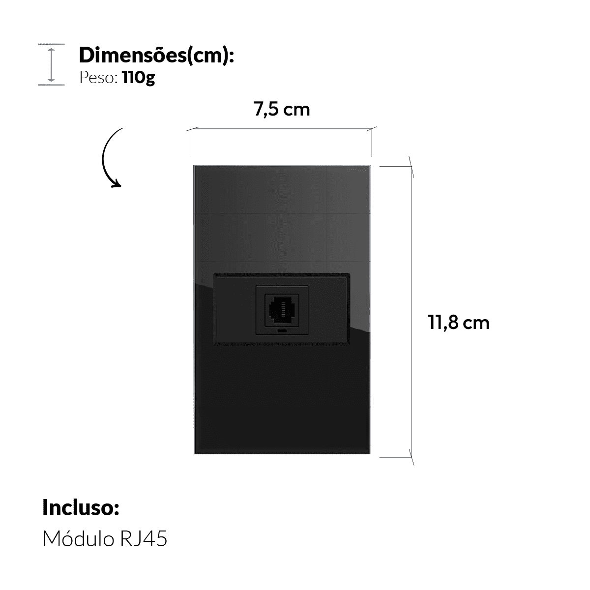 Modulo RJ45 Espelho 4X2 Preto Neo - NEO Avant