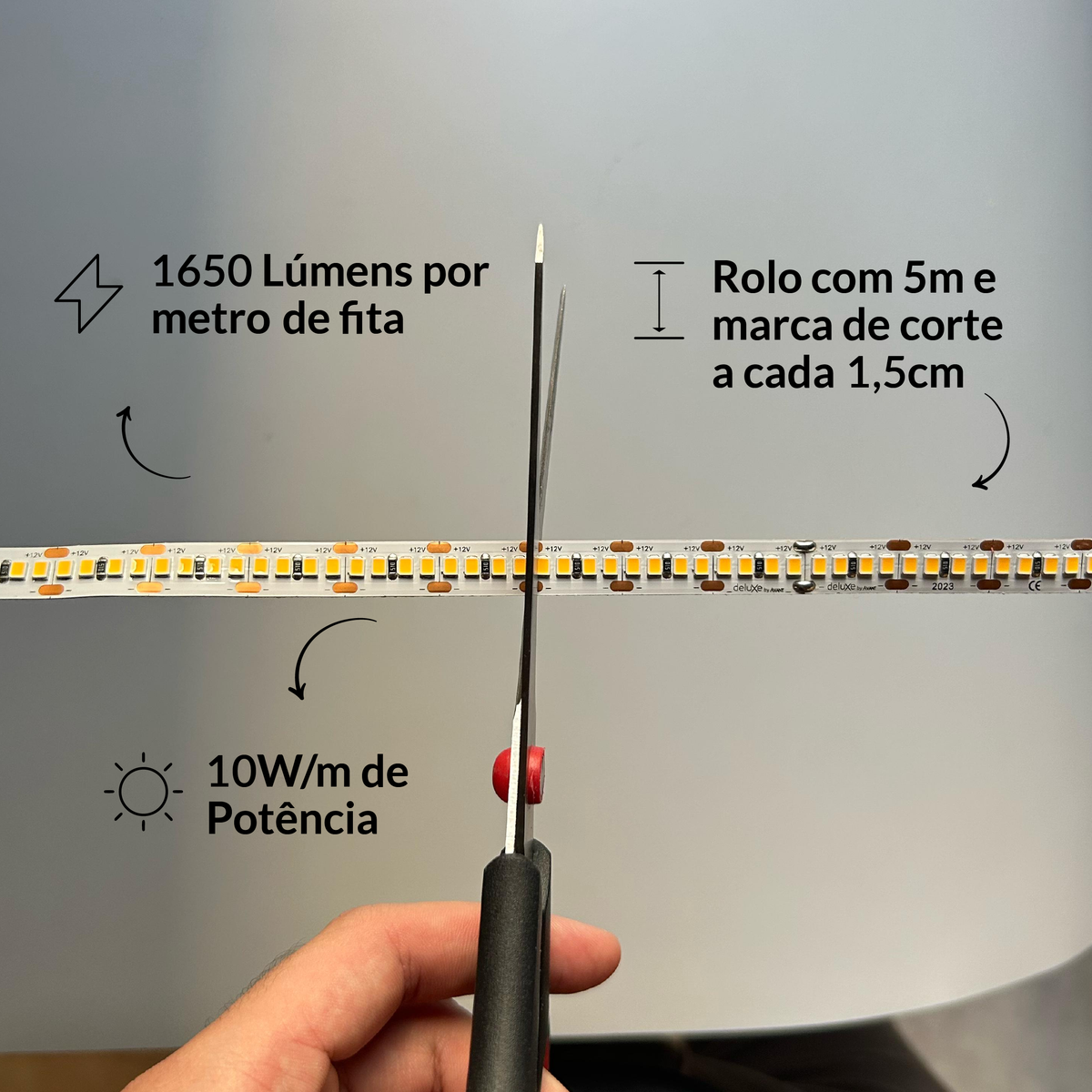 Fita Led Celeste 5m 10w 6500k Branco Frio 1650lm 12v Alut