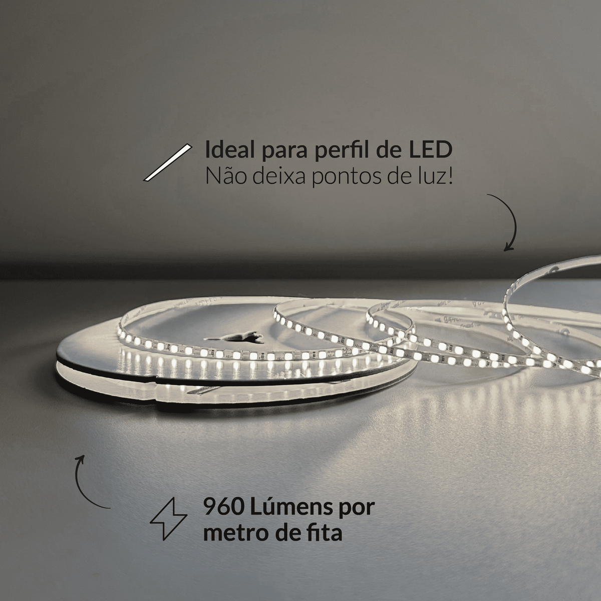 Fita Led Celeste Slim 5m 8w 4000k Branco Neutro 960lm 12v Alut - NEO Avant