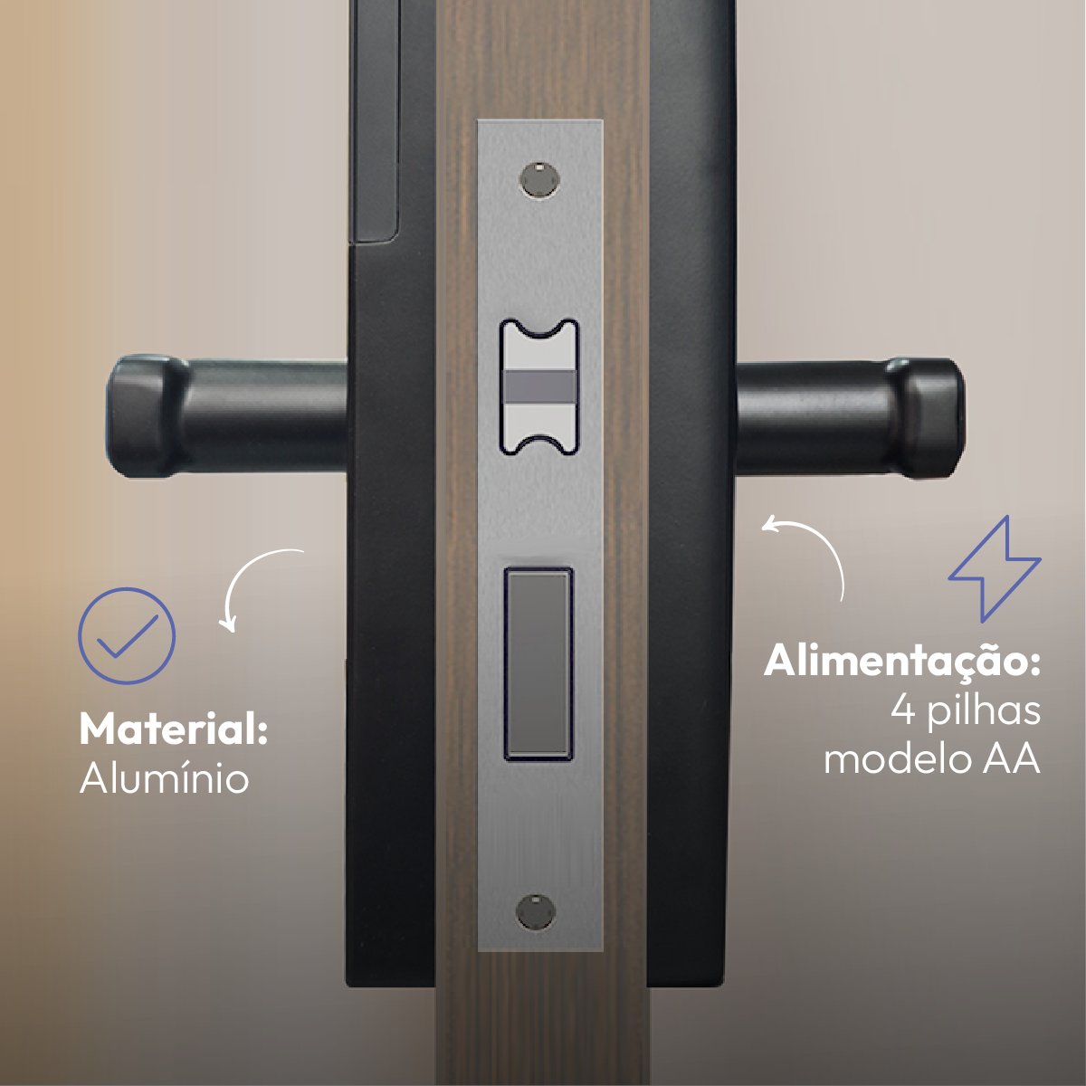 Fechadura Digital Inteligente Stark Handle Embutir Biometria Wifi Preto Neo