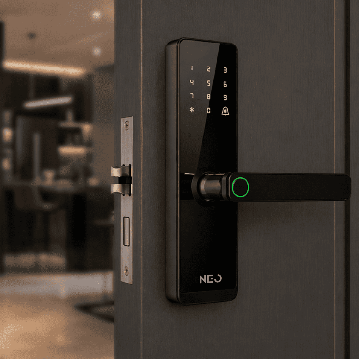 Fechadura Digital Inteligente Stark Handle Embutir Biometria Wifi Preto Neo - NEO Avant