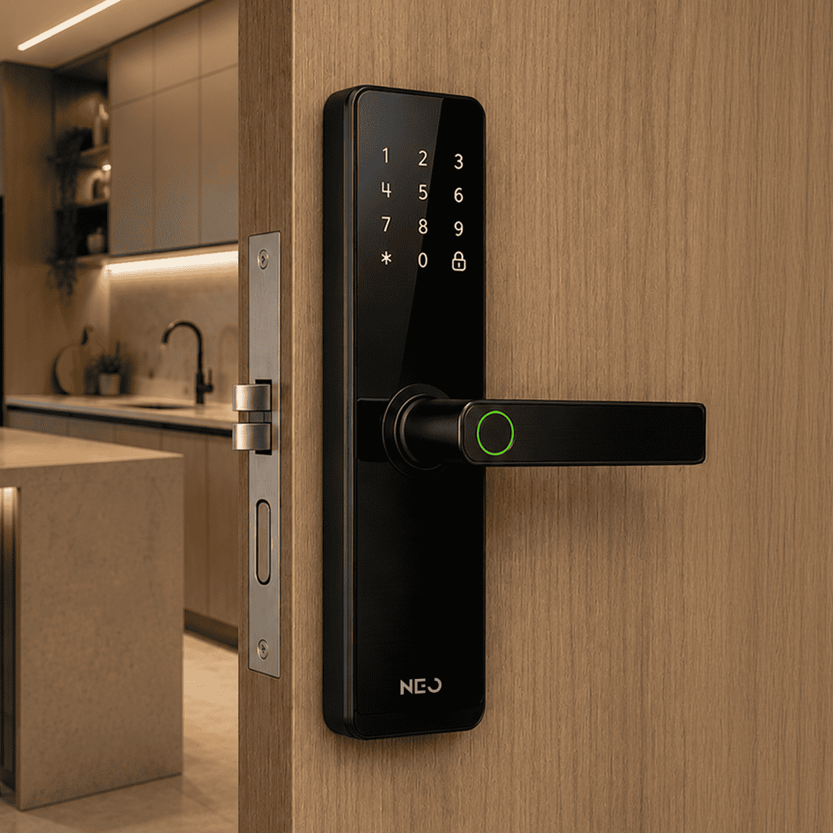 Fechadura Digital Inteligente Stark Handle Embutir Biometria Zigbee Preto Neo - NEO Avant