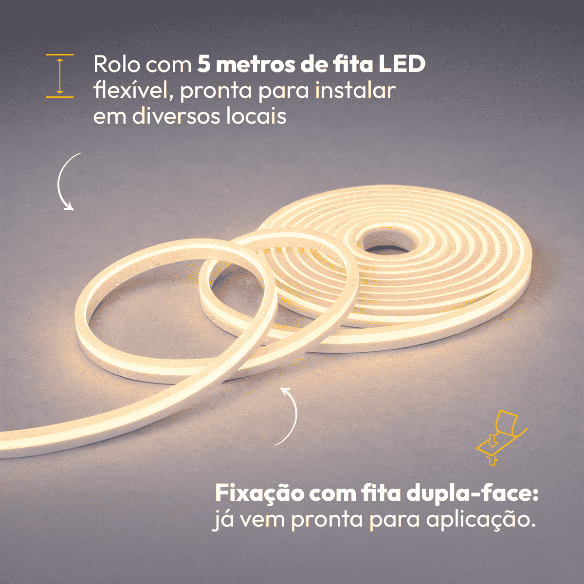 5m Fita Led Sotille Neon 20w 3000k Branco Quente 12v Alut - NEO Avant