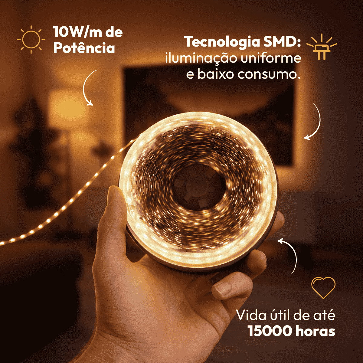5m Fita Led Allure Smd 10w 3000k Branco Quente 12v Alut - NEO Avant