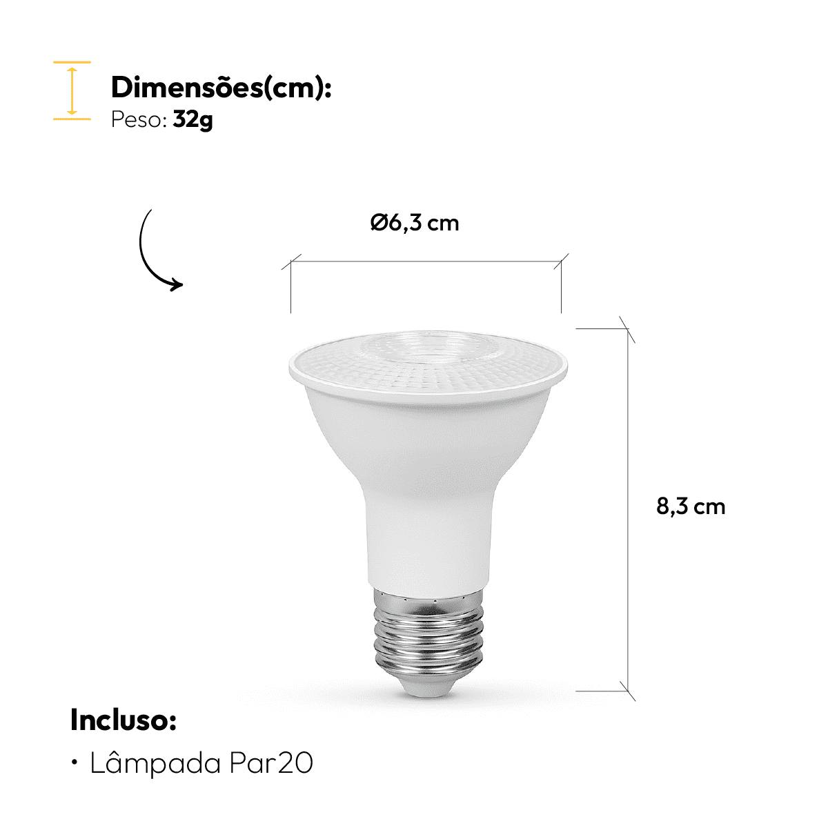 Lâmpada Led Par20 7w 3000k Branco Quente E27 Bivolt Branco Alut - NEO Avant