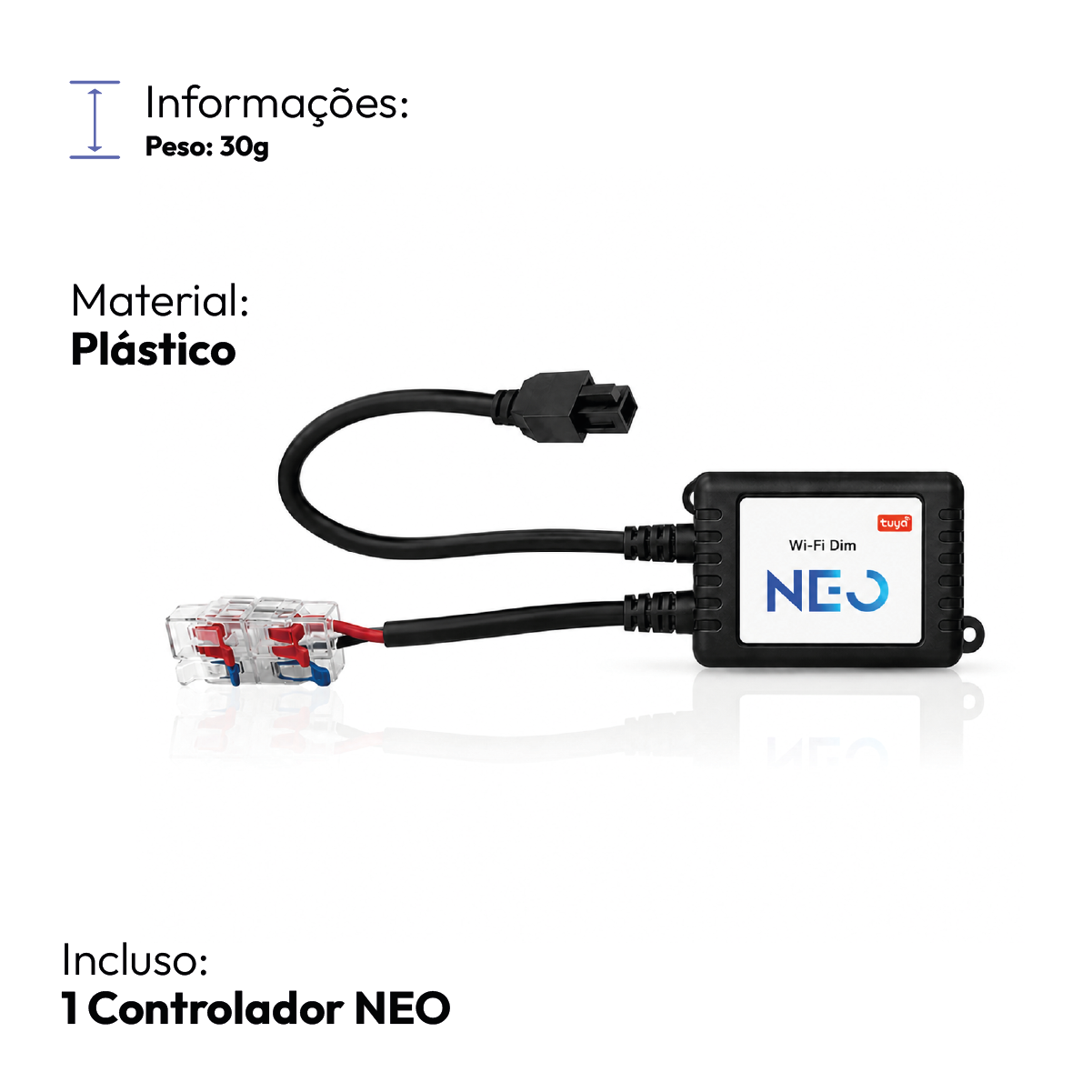 Controlador de Fita Led Inteligente Wi-Fi Branco Quente/Frio Neo