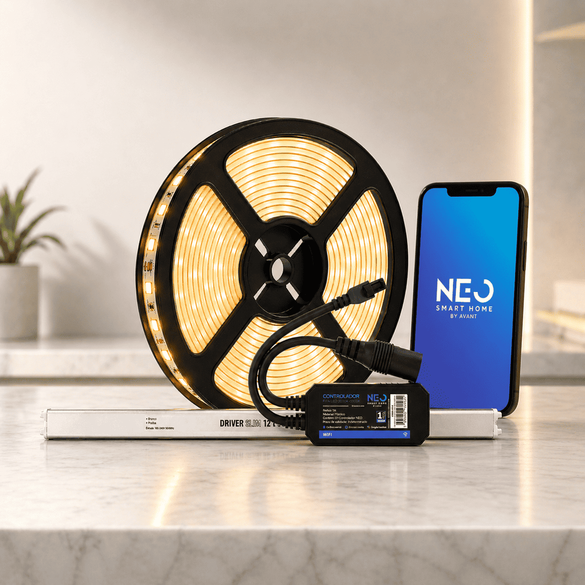 Fita Led Inteligente Wifi 10W 5 Metros 2700K Branco Quente 12v Neo - NEO Avant