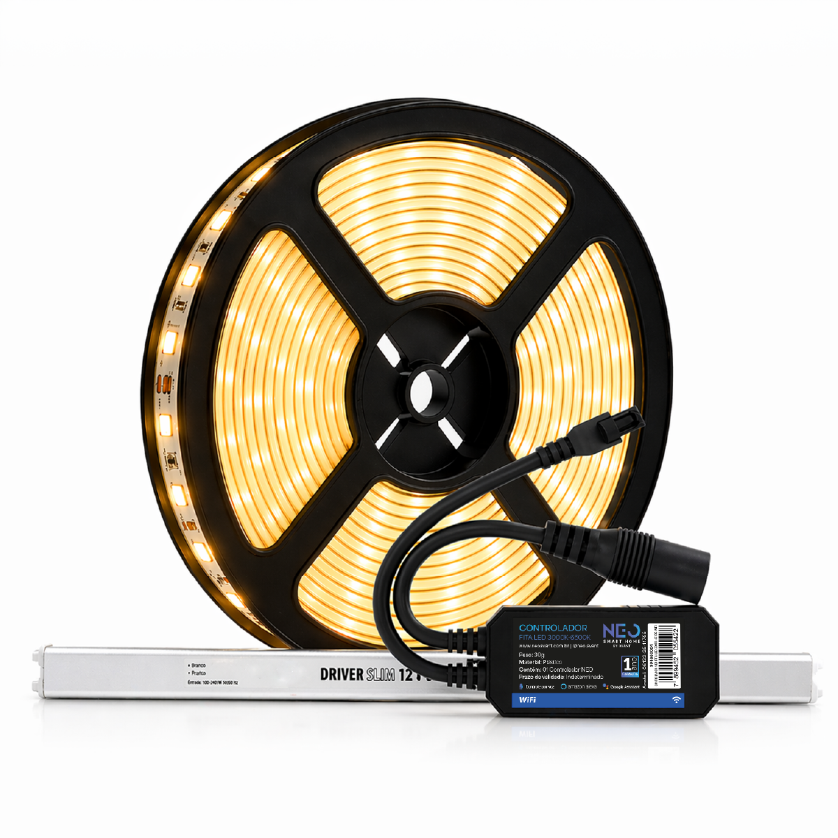 Fita Led Inteligente Wifi 10W 5 Metros 2700K Branco Quente 12v Neo