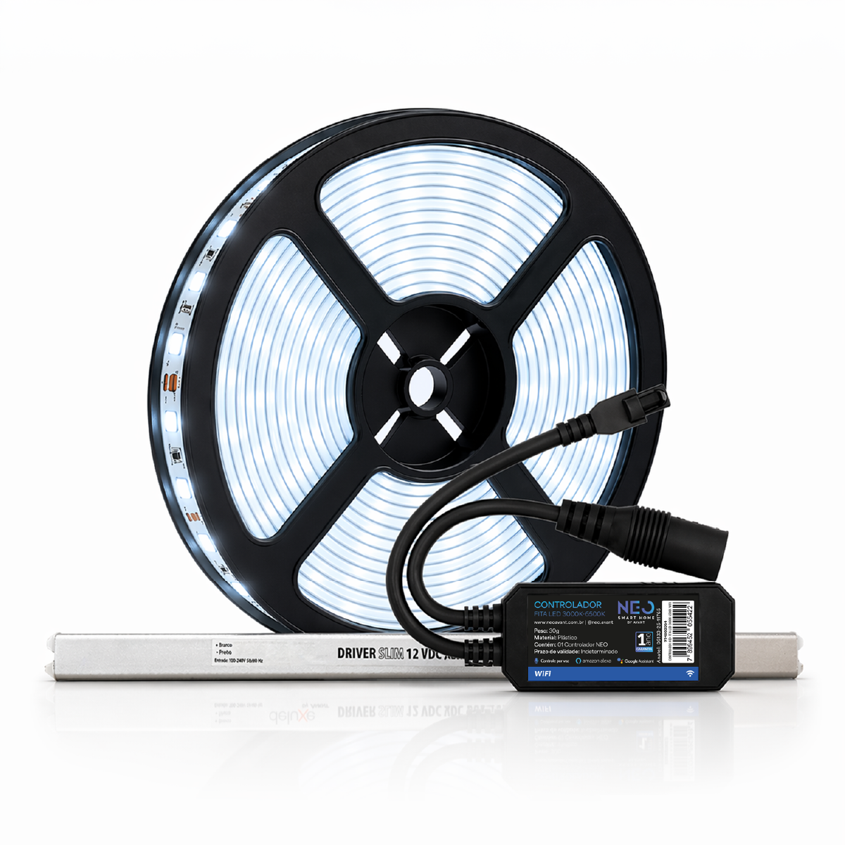 Fita Led Inteligente Wifi 10W 5 Metros 6500K Branco Frio 12v Neo