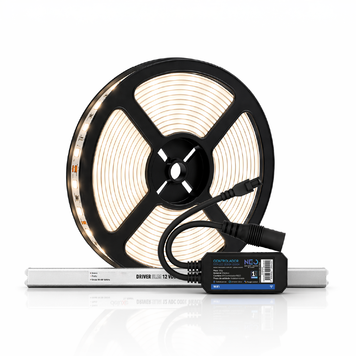 Fita Led Inteligente Wifi 10W 5 Metros 4000K Branco Neutro 12v Neo