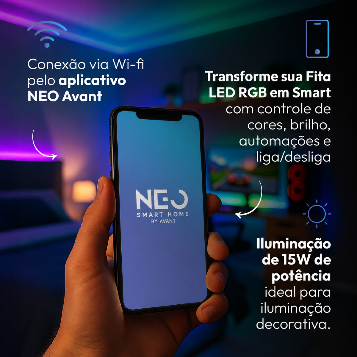 Fita Led Inteligente Zigbee 10w 5 Metros Branco Quente/Frio RGB Colorido 12v Neo