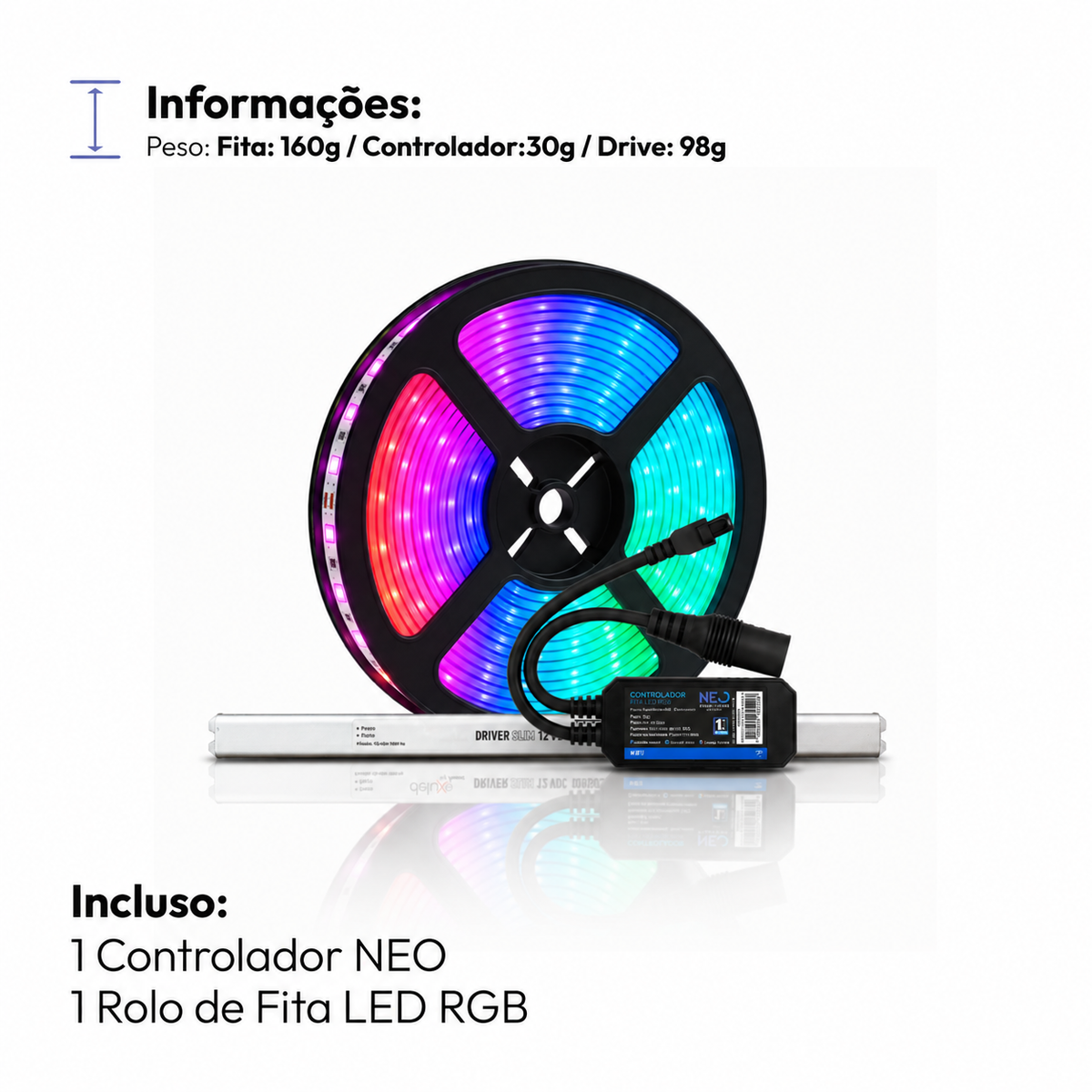 Fita Led Inteligente Zigbee 10w 5 Metros Branco Quente/Frio RGB Colorido 12v Neo