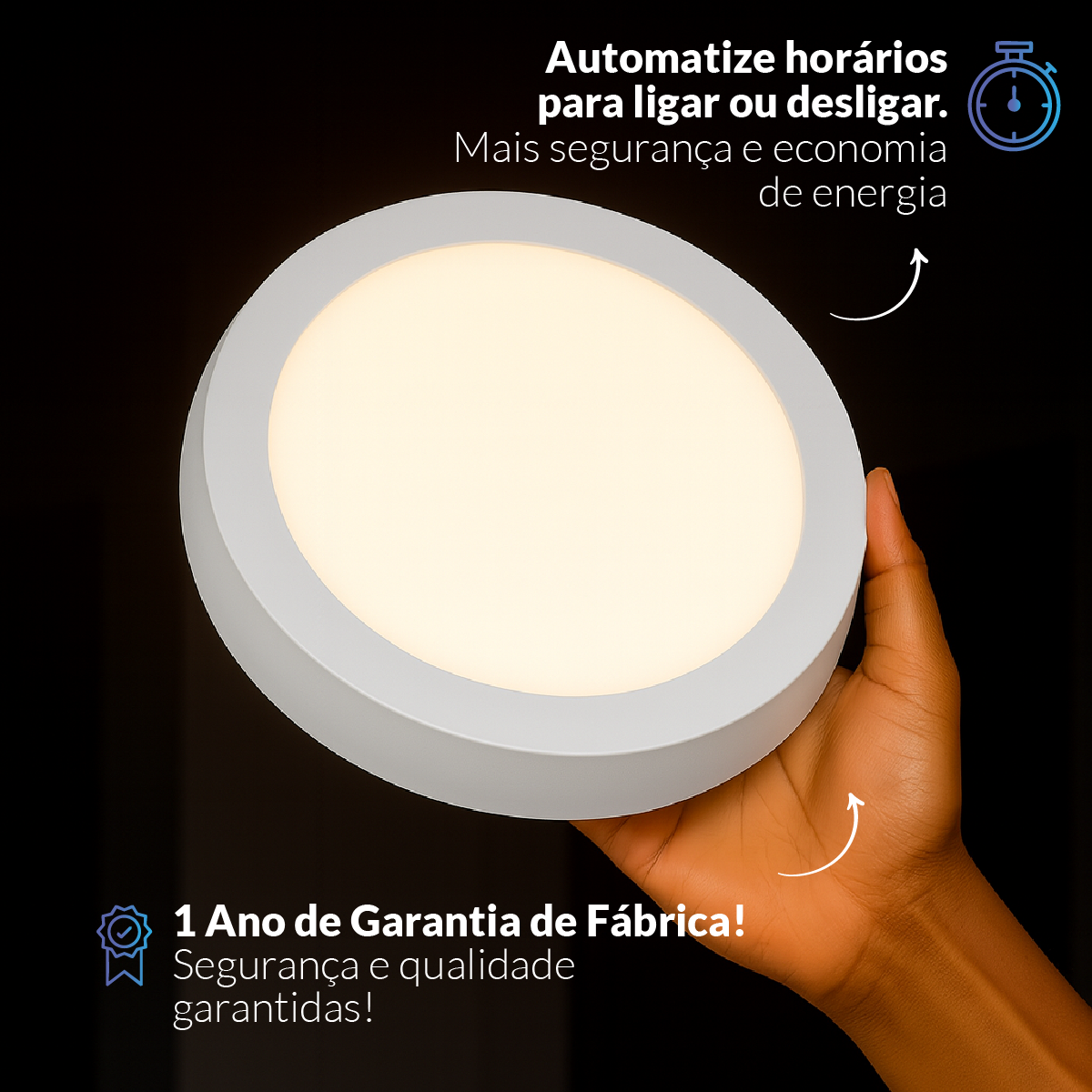 Painel LED Plafon Inteligente de Sobrepor Redondo 24W Dimerizável 30cm Bivolt Neo