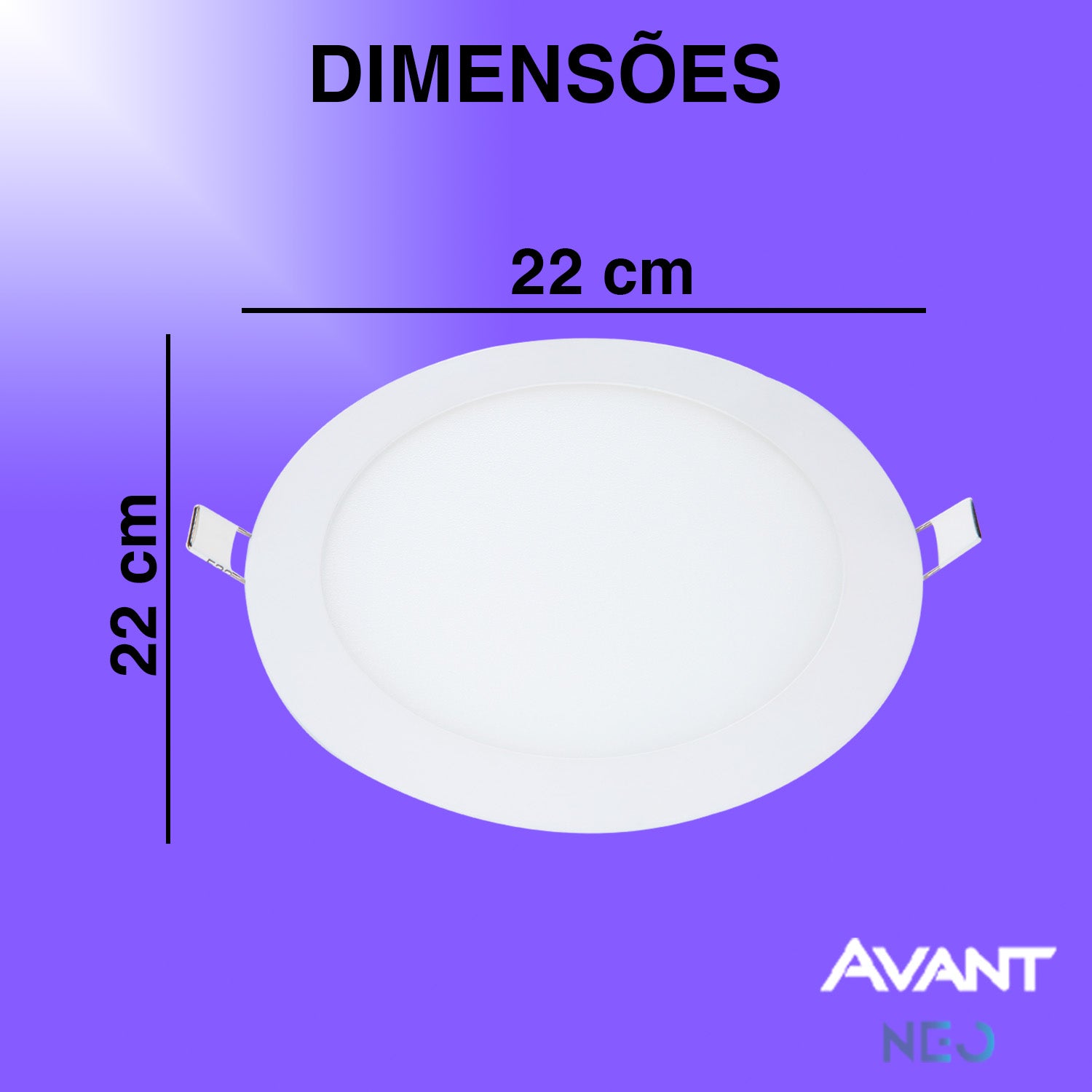 Painel LED Plafon Inteligente de Embutir Redondo 18W Dimerizável 22cm Bivolt Neo