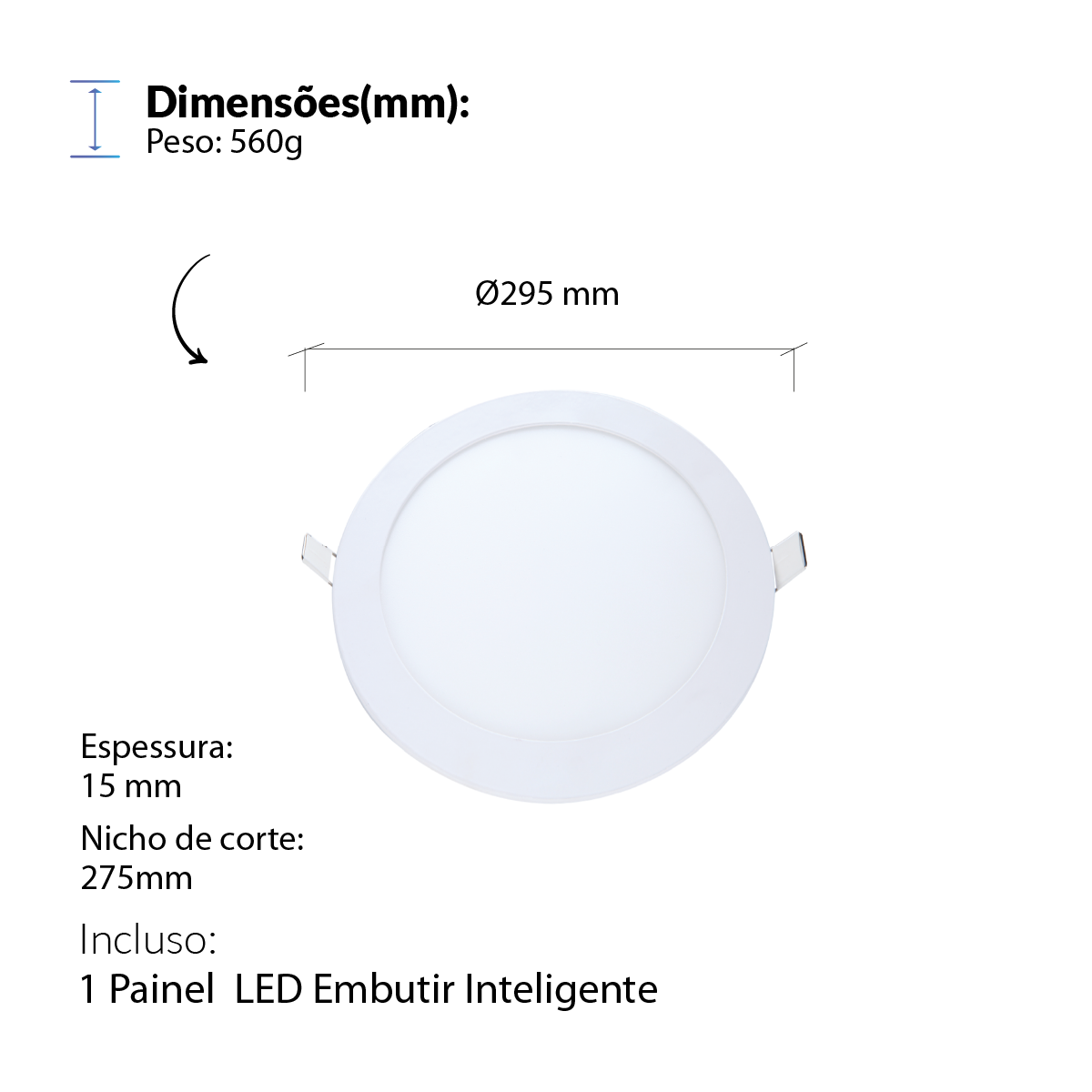 Painel LED Plafon Inteligente de Embutir Redondo 24W Dimerizável 30cm Bivolt Neo