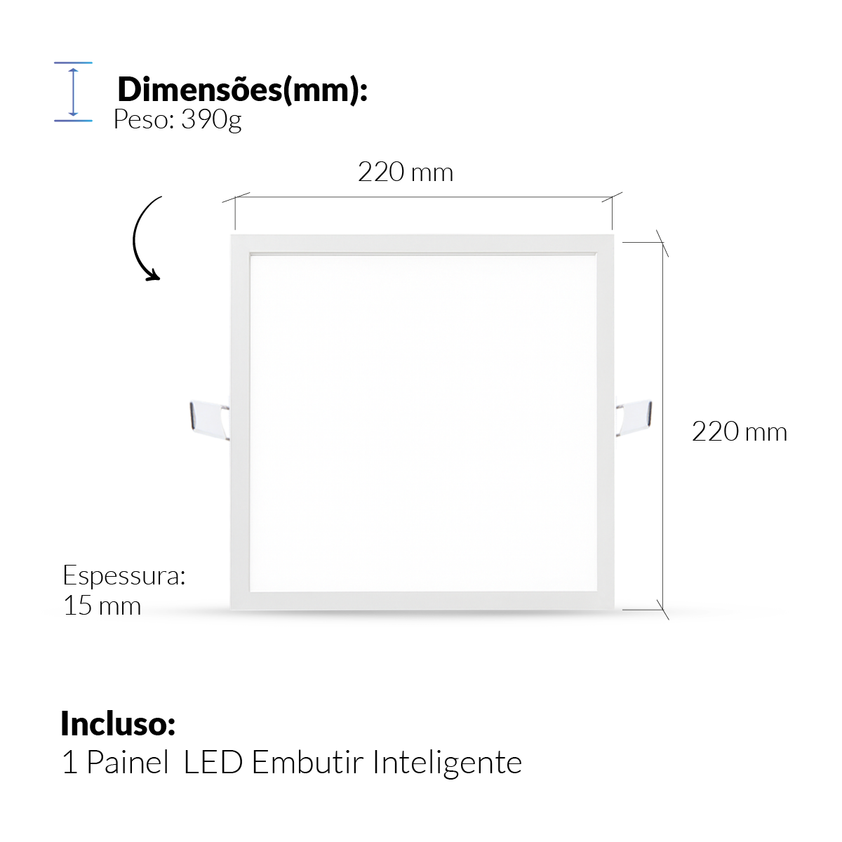 Painel LED Plafon Inteligente de Embutir Quadrado Wifi 18W Dimerizável 22cm Bivolt Neo