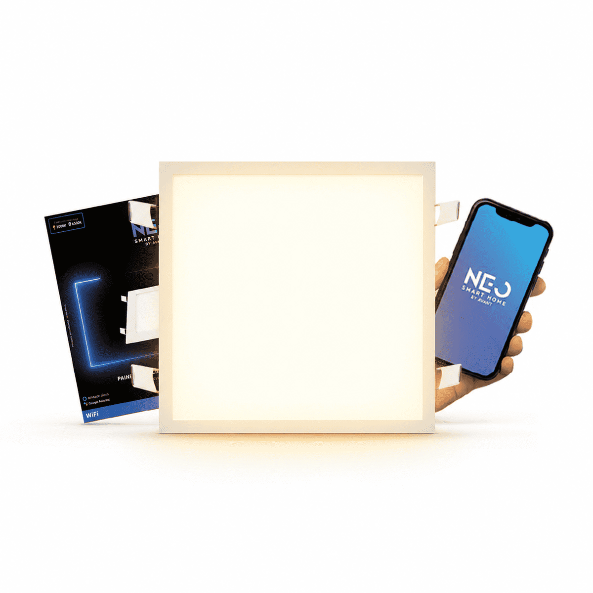 Painel LED Plafon Wifi Inteligente de Embutir Quadrado 24W Dimerizável 30cm Bivolt Neo - NEO Avant
