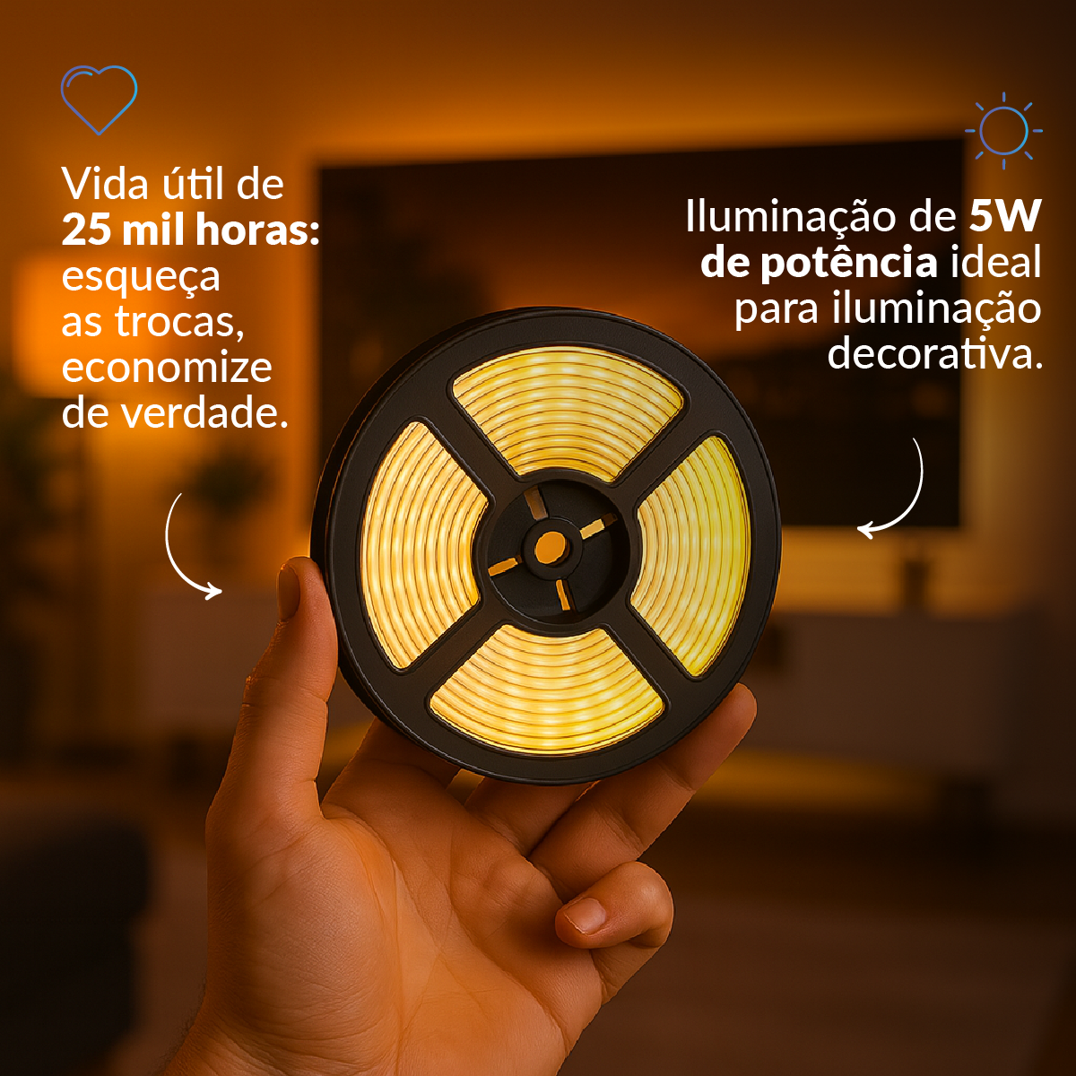 Fita Led Inteligente Wifi de 5W Dimerizável 5 Metros Neo