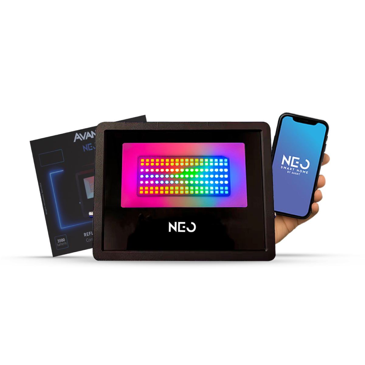Refletor Inteligente LED Wifi 50W RGB Colorido Bivolt IP65 Preto Neo