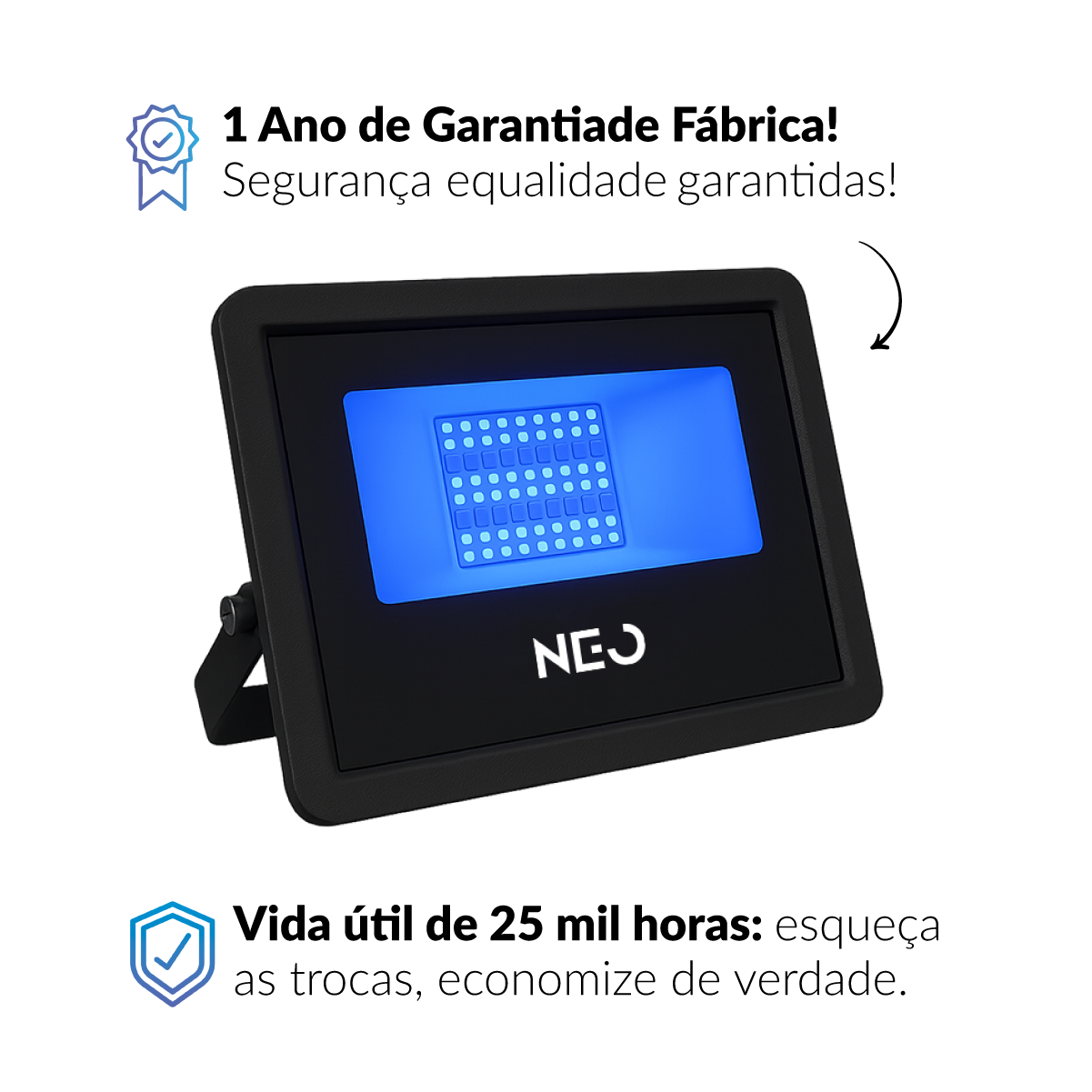 Refletor Inteligente LED Smart Wifi 50W RGB Colorido Bivolt IP65 Preto