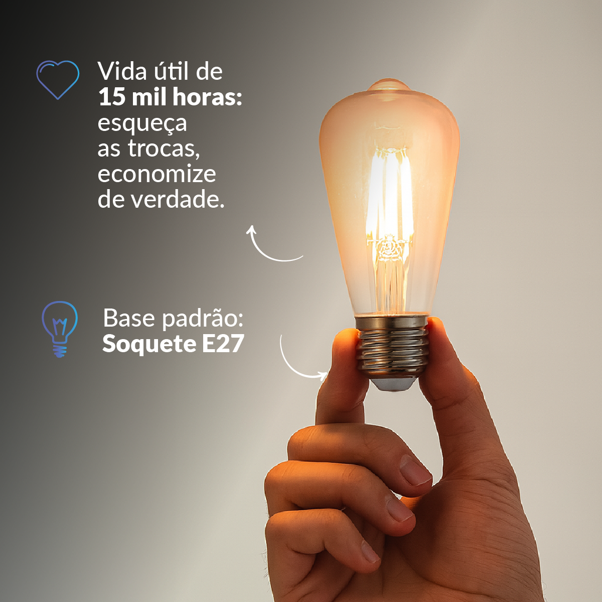 Lâmpada Led Pera Inteligente ST64 6w 2700 a 6500K Branco Frio a Quente E27 Bivolt Avant Neo