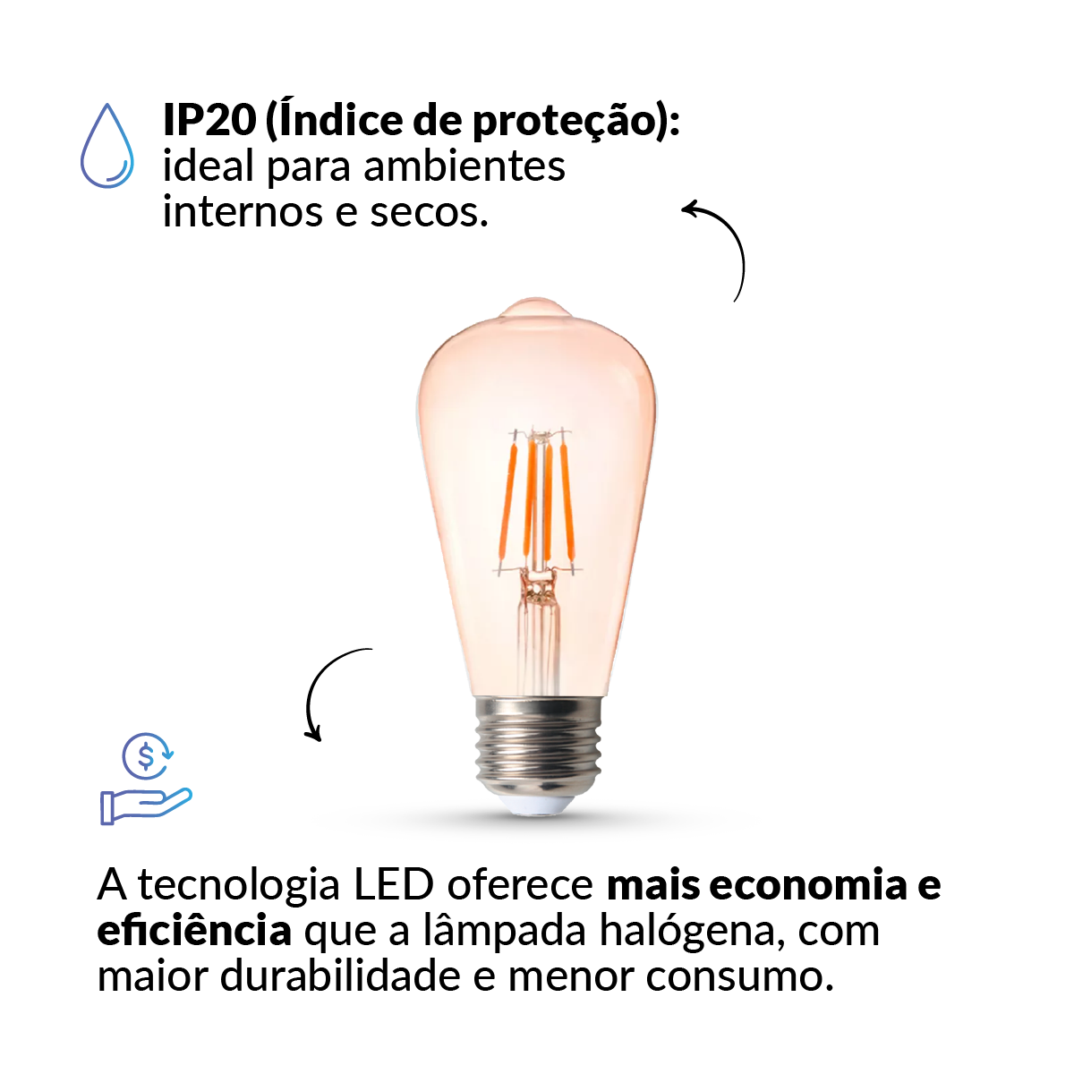 Lâmpada Led Pera Inteligente ST64 6w 2700 a 6500K Branco Frio a Quente E27 Bivolt Avant Neo