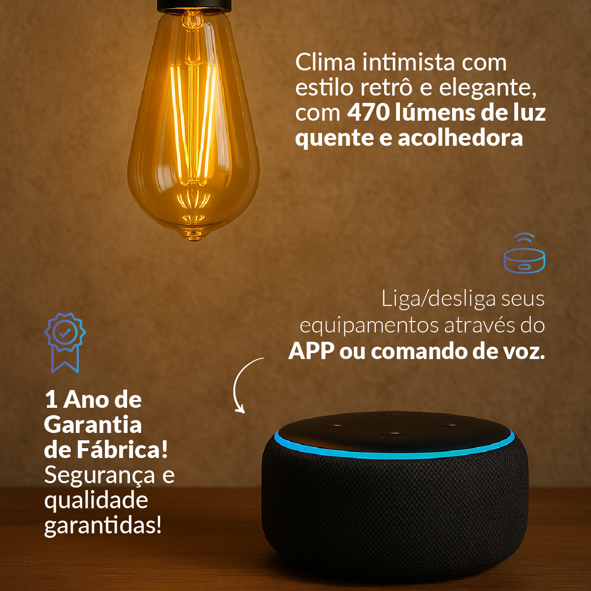 Lâmpada Led Pera Inteligente ST64 6w 2700 a 6500K Branco Frio a Quente E27 Bivolt Avant Neo