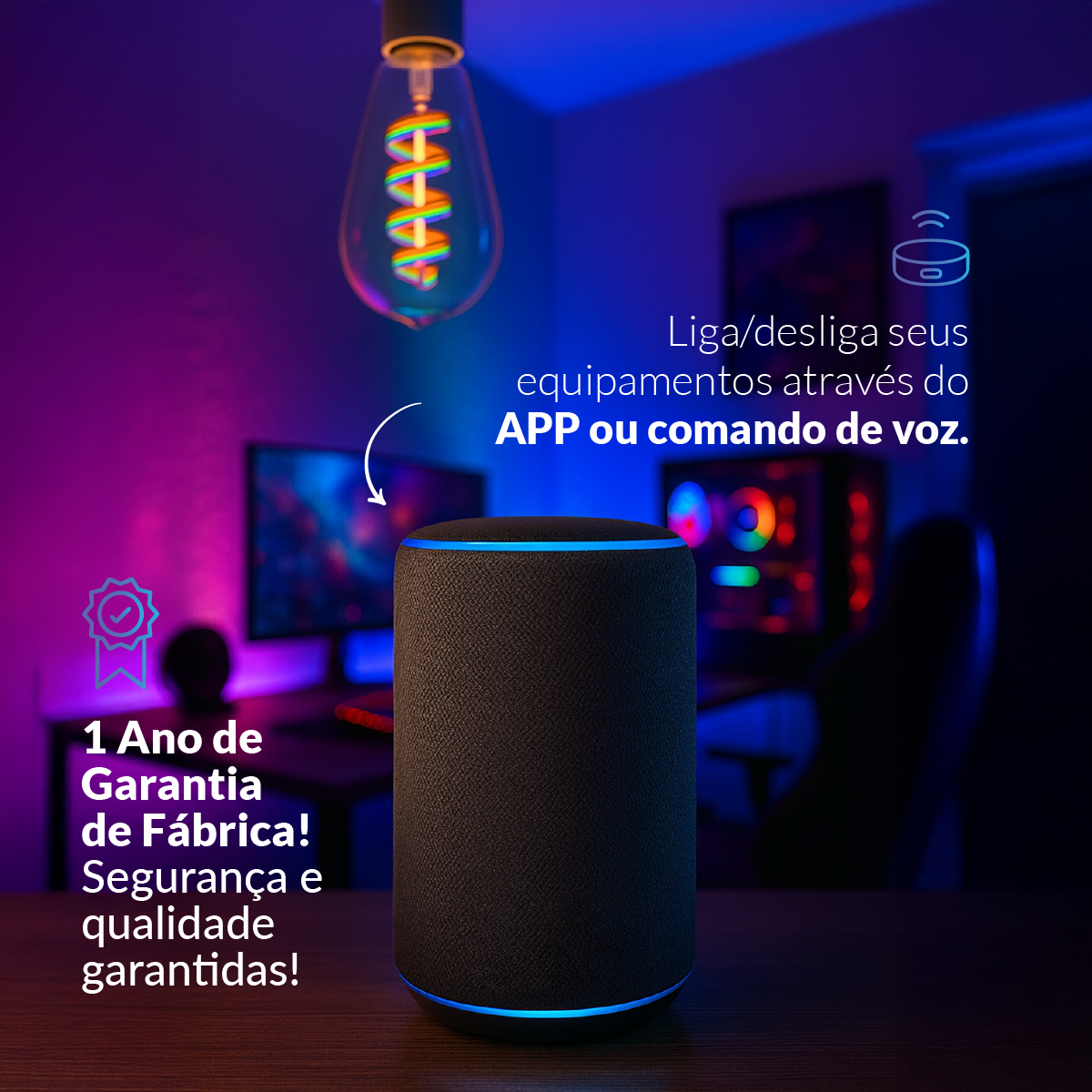 Lâmpada LED Smart Wifi RGB ST64 6W Dimerizável 2700K a 6500K E27 Bivolt Avant Neo