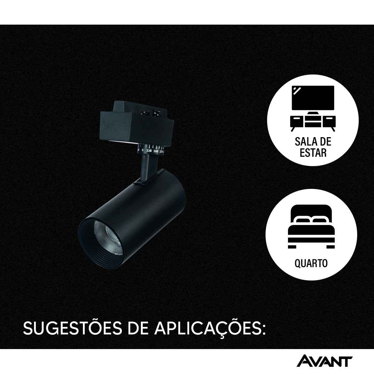 Spot Led Para Trilho Inteligente 12W RGB Bivolt IP20 Preto Avant Neo