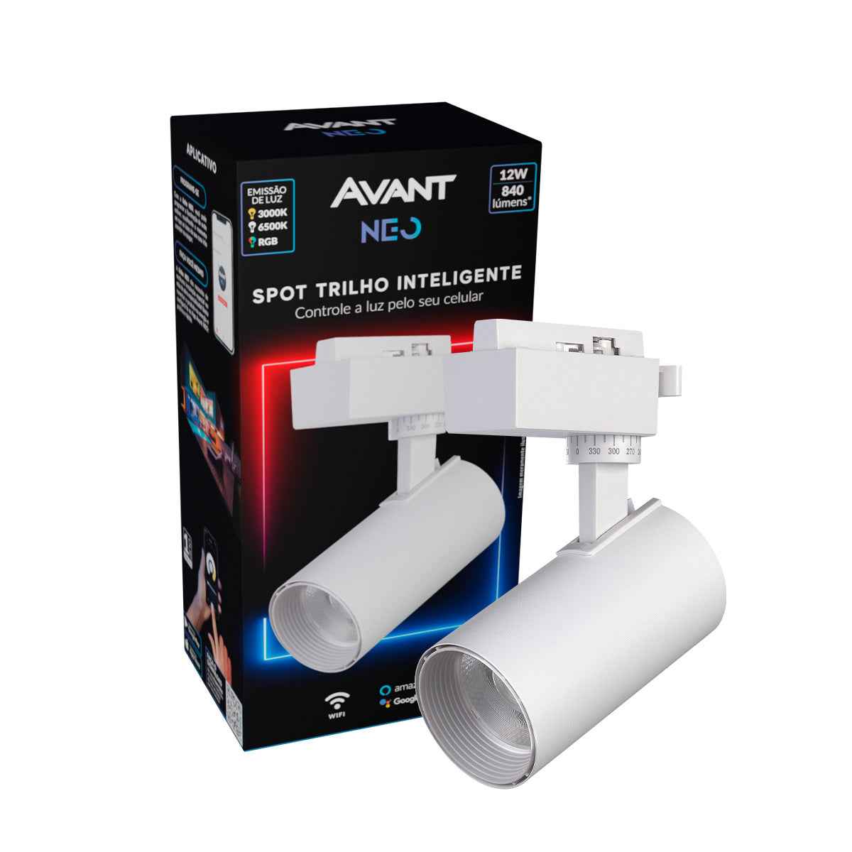 Spot Led Para Trilho Inteligente 12W RGB Bivolt Ip20 Branco Avant Neo