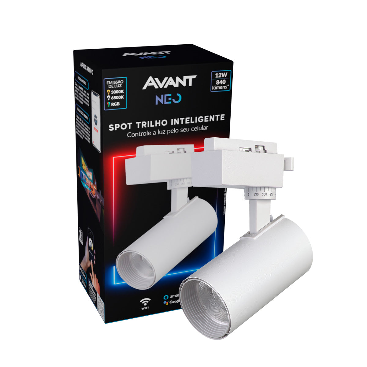 Spot Led Para Trilho Inteligente 12W RGB Bivolt IP20 Branco Neo