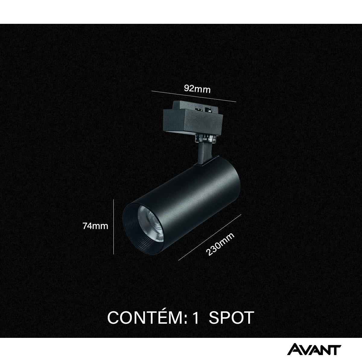 Spot Led Para Trilho Inteligente 20W RGB Bivolt Ip20 Preto Avant Neo