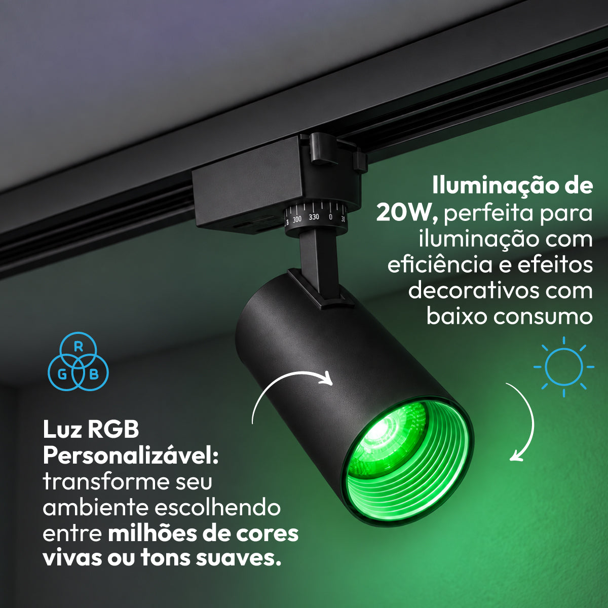 Spot Led Para Trilho Inteligente 20W RGB Bivolt IP20 Preto Neo - NEO Avant