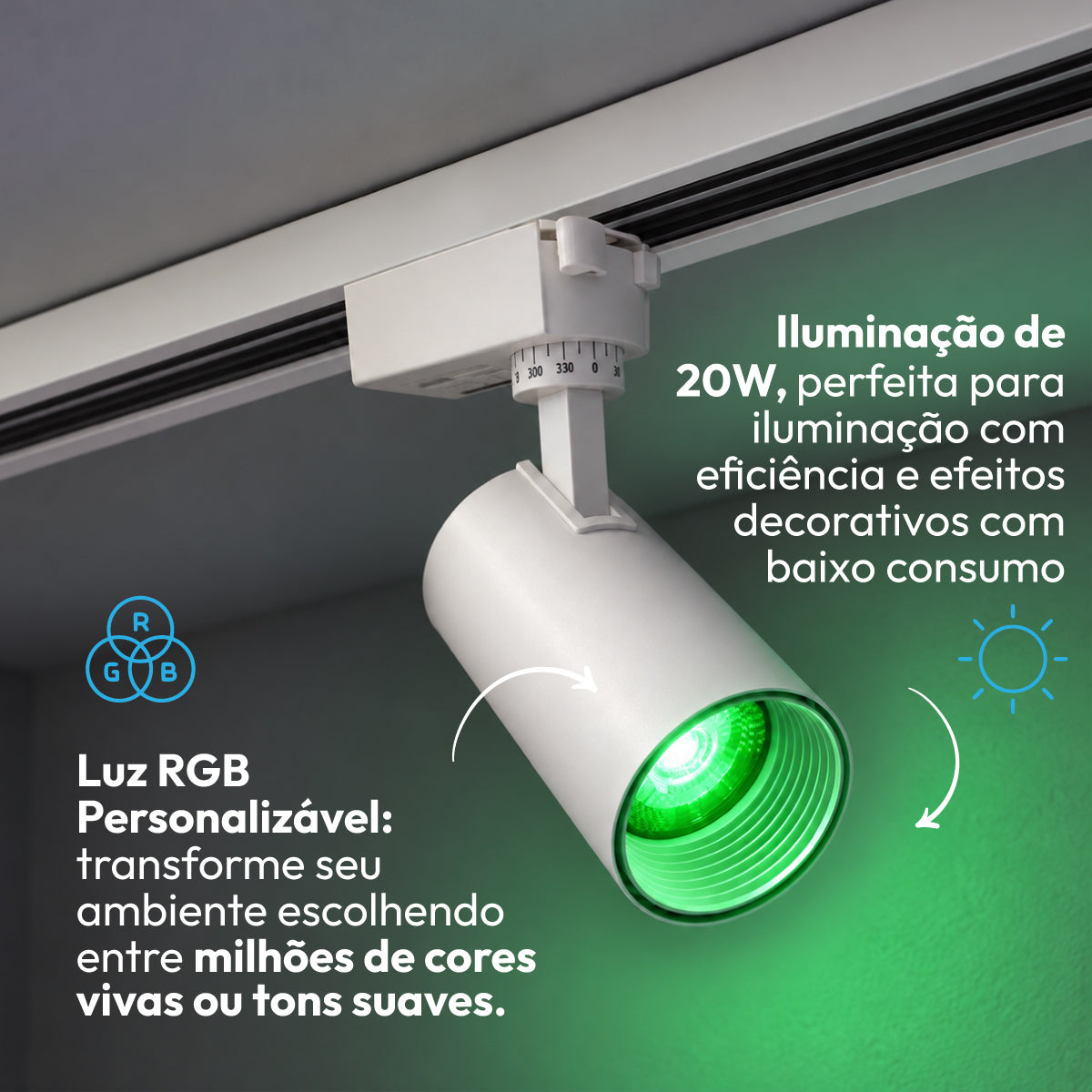 Spot Led Para Trilho Inteligente 20W RGB Bivolt IP20 Branco Neo - NEO Avant
